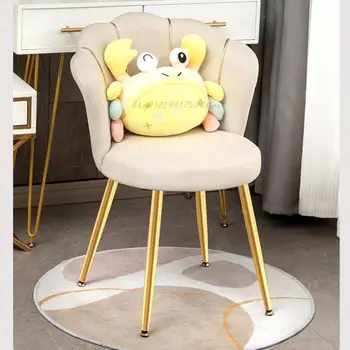 Легкое роскошное кресло для макияжа в спальне для девочек, стул со спинкой, современный простой туалетный столик для ногтей, табурет