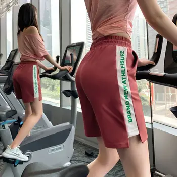 Летние женские шорты для йоги со свободным карманом, негабаритные спортивные штаны для бега, фитнеса, брюки с высокой талией и завязками, повседневные корейские колготки