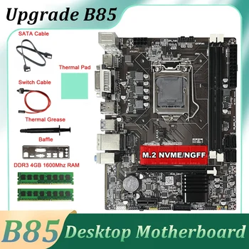 Материнская плата B85 + 2XDDR3 4 ГБ оперативной памяти 1600 МГц + Кабель SATA + Кабель переключения + Перегородка + Термопаста LGA1150 DDR3 M.2 NVME DVI VGA