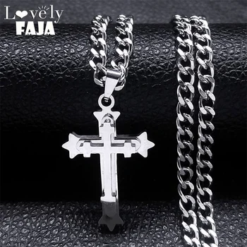 Многослойное ожерелье с Крестом из нержавеющей стали для мужчин, христианское ожерелье с подвеской, Y2K, Христианский Крест, Женские Аксессуары для вечеринок, ювелирные изделия