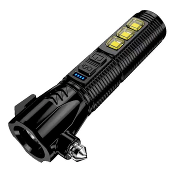 Многофункциональный фонарик с сильным светом, USB-перезаряжаемая пожарная сигнальная лампа аварийного освещения