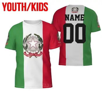 Молодежный детский пользовательский номер с именем, флаг страны Италия, 3D футболки, одежда, футболки для мальчиков и девочек, футболки, топы, подарок на день рождения, размер США