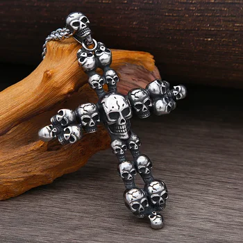 Мужское ожерелье с крестом и черепом в готическом темном стиле, индивидуальное модное ожерелье с крестом из нержавеющей стали, мужские ювелирные изделия, подарок