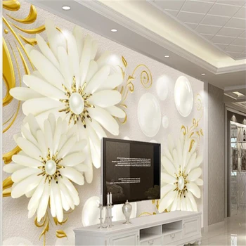настенная роспись beibehang на заказ, белые цветы, высококачественные тисненые современные минималистичные украшения, декоративная роспись, фоновые обои для отеля