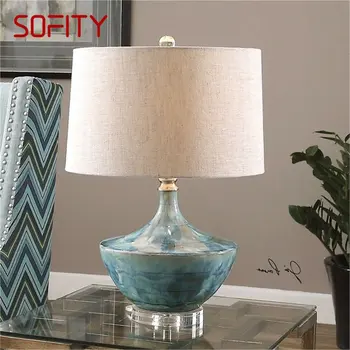 Настольная лампа SOFITY Dimmer с современной светодиодной росписью по керамике, декоративная настольная лампа для домашнего прикроватного столика