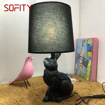 Настольная лампа SOFITY Nordic, современная креативная настольная лампа из смолы, светодиодная Декоративная лампа в форме Кролика для дома, детской спальни, гостиной