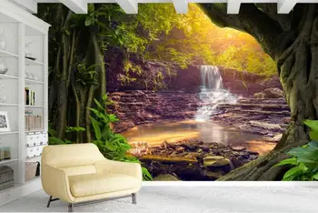 настройка фотообоев 3d пейзаж водопада в ванной комнате 3d настенные фрески обои пейзаж гостиной спальни обои