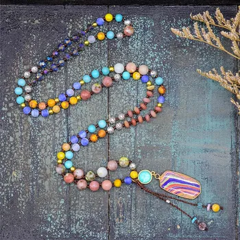 Натуральные винтажные бусины, ожерелье ручной работы, разноцветное ожерелье, женские украшения и подарки, прямая поставка