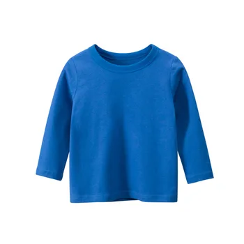 Новая детская однотонная футболка 2023 года, весенне-осенняя хлопковая спортивная футболка с круглым вырезом и длинными рукавами