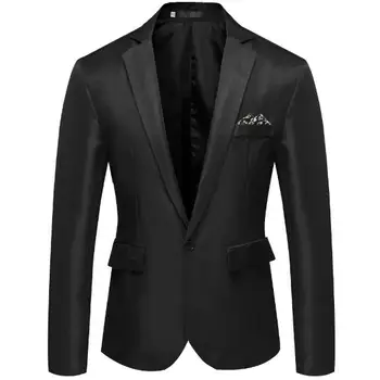 Новый Мужской костюм Однотонного цвета С Длинным рукавом, Однобортный Приталенный Пиджак Из Хлопчатобумажной смеси A77
