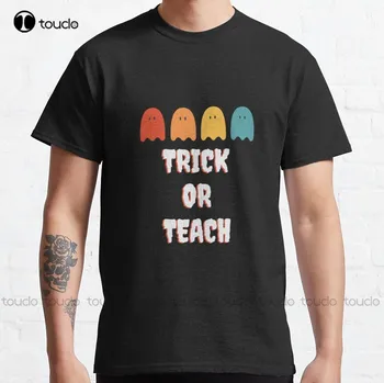 Обмани или научи милого учителя на Хэллоуин / Trick Or Teach Cute Halloween Teacher Забавная футболка на заказ Aldult Teen Unisex Xxs-5Xl