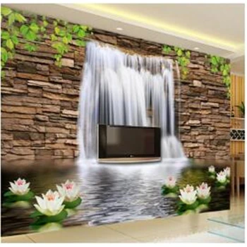 Обои beibehang на заказ крупномасштабный водопад лотоса 3D ТВ фон стены гостиной декоративная роспись papel de parede
