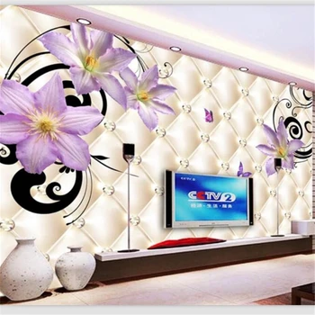 Обои beibehang на заказ настенная роспись для гостиной спальни 3D стерео мягкая упаковка бриллиантовый цветок цветочный фон для украшения телевизора