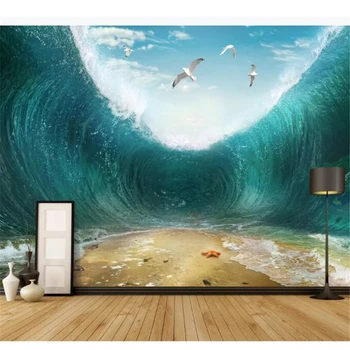 обои wellyu papel parede на заказ Морские волны бушующие волны 3D пейзаж настенная живопись обои для домашнего декора гобеленовые обои