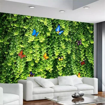 обои wellyu на заказ 3d фрески papel de parede свежий зеленый лист зеленая виноградная лоза ТВ фон настенная декоративная роспись обои