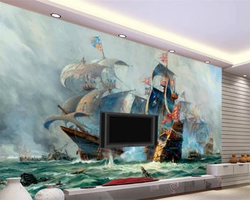 Обои на заказ beibehang 3d Фотообои Картина маслом Парусный спорт Морская гостиная ТВ фон настенные обои papel de parede 3d обои