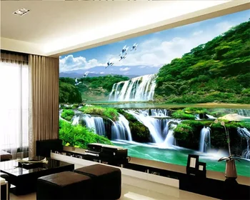 обои на заказ beibehang papel de parede 3d фреска китайский пейзаж водопад пейзажный фон обои для гостиной отеля