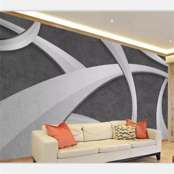 обои на заказ beibehang большие высококачественные ретро-обои ручной росписи с трехмерными абстрактными линиями на цементном фоне для украшения стен