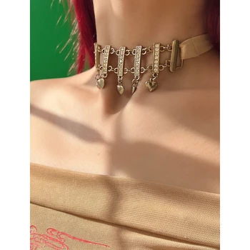 Ожерелье, металлический ремешок, регулируемый ремешок со стразами, ретро-мода, ретро-универсальные женские изысканные украшения для вечеринок
