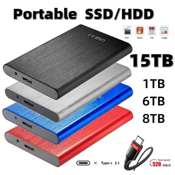 Оригинальный Портативный Высокоскоростной SSD/HDD 2 ТБ/4 ТБ/ 8 ТБ/16 ТБ/30 ТБ Внешний Жесткий диск Массового хранения данных Интерфейс USB 3.0 Память Жесткий диск