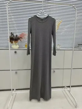 Платье с круглым вырезом и длинным рукавом свободного покроя, повседневная мода 2023, летняя новинка 0417