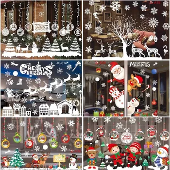 Рождественские наклейки на окна Веселые рождественские украшения для дома 2024 Рождественская наклейка на стену Рождественское новогоднее украшение 2023 y1