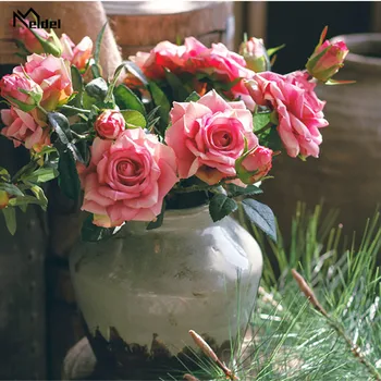 Розы Meldel Real Touch из латекса, искусственные цветы, розы, пион Флорес, домашняя вечеринка, Весенняя свадьба, Украшение для брака, Шелковое растение