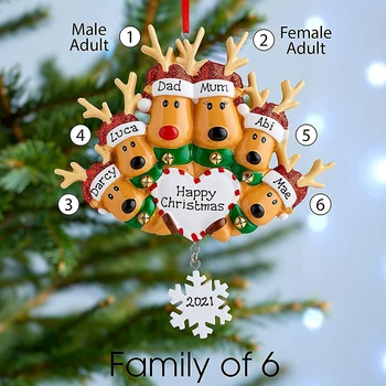 Сделай сам, напиши имя, персонализированное пластиковое семейство оленей 2022, Рождественское украшение для дома, подвесные подвески на Рождественскую елку, Новый год 2023