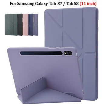Смарт-чехол Для Samsung Tab S7 Fe Case 12,4 дюймов Из Искусственной Кожи и Мягкого ТПУ С Задней Подставкой Для Funda Galaxy Tab S7 Fe S7 S8 Plus Case