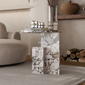 Современный дизайн Белая Натуральная Мебель для гостиной Из натурального Мрамора оптом Журнальный столик на заказ