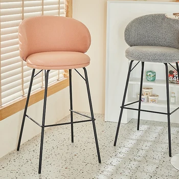 Современный фланелевый барный стул для кухни, барная мебель для дома, простой дизайнерский табурет для стойки регистрации, Металлические кованые стулья с высокими ножками