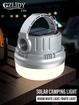 Солнечный USB-перезаряжаемый фонарь для кемпинга, мощная светодиодная лампа для палатки, водонепроницаемые лампы с крючком, портативный фонарь с поддержкой USB-выхода