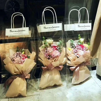 Сумка-тоут из прозрачной розы из ПВХ, прозрачные подарочные пакеты, цветочные коробки, словосочетание для свадебной вечеринки, портативное флористическое украшение