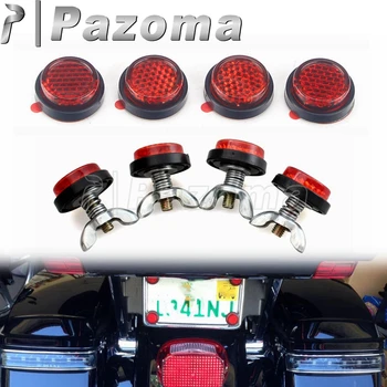 Универсальные аксессуары для мотоциклов, круглые мини-красные отражатели, болты для номерного знака / 3 м, прикрепленные к рамке номерного знака, светоотражающие колпачки
