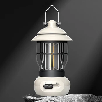 Фонарь COB Lighting с регулируемой яркостью, ретро-лампа для кемпинга, индикатор яркости с крючком, Антикоррозийная ручка для наружного оборудования