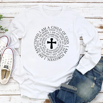 Футболка I Am A Child Of God, Религиозная Женская Футболка С длинным рукавом Jesus Faith, Забавная Футболка Христианской Церкви, Camiseta