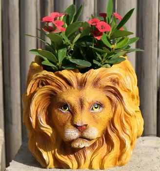 Цветочный горшок со львом, 3D плантатор с животными, Силиконовая форма, ваза ручной работы из эпоксидной смолы, украшение для дома, Форма для цветочного горшка из глиняной штукатурки
