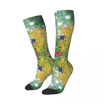 Цветочный сад Густава Климта, женские носки-трубочки до колена, теплые модные чулки с рисунком