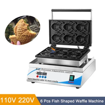 Цифровая панель для приготовления вафель из рыбы и красной фасоли с антипригарным покрытием, 6 шт, машина Taiyaki, машина для приготовления вафель в форме рыбы, машина для приготовления рыбного торта