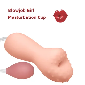 Чашка для мастурбации девушки для минета, реалистичная карманная эротическая игрушка, настоящая вагина, выдувающая воздух, секс-игрушки для взрослых, мужской мастурбатор