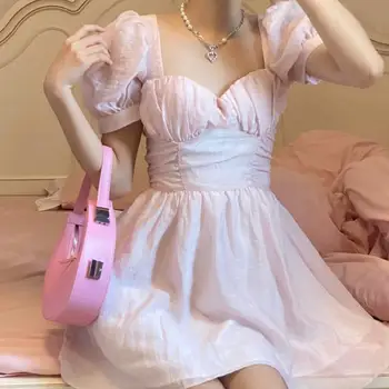 Элегантное платье принцессы Феи для женщин 2022, летнее Корейское бандажное мини-платье, сексуальные платья с открытой спиной для женщин, вечеринка