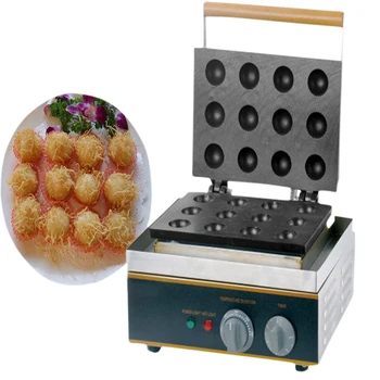 Электрическая машина для приготовления закусок с рыбными шариками Такояки на гриле / Вафельница в форме шара с антипригарным покрытием на 12 отверстий / Коммерческая машина для выпечки шариков для пончиков
