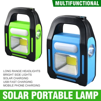 1-5 шт. походные фонари COB со светодиодной панелью солнечных батарей, портативная лампа, многофункциональная водонепроницаемая аварийная портативная лампа, противоскользящая для наружного Изображение 2