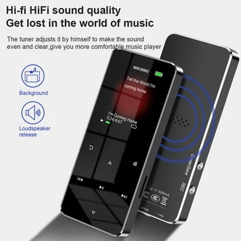 1,8-дюймовый сенсорный MP3 MP4-плеер, музыкальный плеер HiFi, Bluetooth 5.0 Поддерживает карту, электронную книгу, Портативный студенческий плеер Walkman с FM-радио Изображение 2