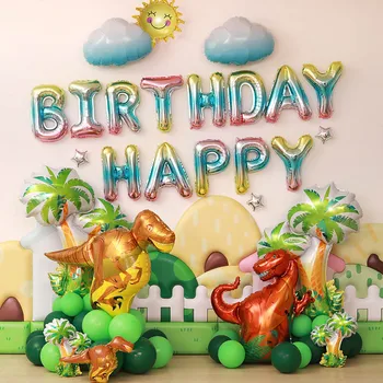 1 Комплект Воздушных шаров на тему животных, День рождения, Рыба, динозавр, фольга, украшения для вечеринки для маленьких мальчиков и девочек, Детский душ Изображение 2
