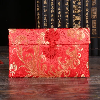 1 предмет, Парчовый мешочек с кисточками в китайском стиле, Счастливый Денежный мешок, Красный конверт, Открытка, Конверт для хранения фотографий и писем, Карман для Счастливого Нового года Изображение 2