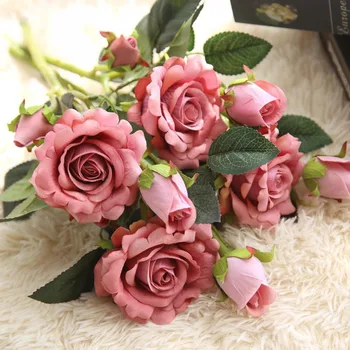 1 шт./лот, искусственные цветы из свежих роз, настоящие розы, для украшения дома на свадьбу ручной работы или День рождения Изображение 2