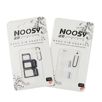 1000 комплектов (4000 шт) 4 В 1 Noosy Nano Micro SIM Адаптер для Извлечения Pin-кода Для iPhone 7 6 5 5S Для iPhone 6 6plus с Розничной коробкой Изображение 2