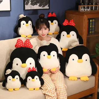 1шт 22 см Прекрасная плюшевая игрушка в виде пингвина Kawai Baby Penguin со шляпой-бантом Куклы для детей Подарок на день рождения для девочек Изображение 2