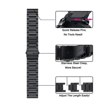 20 мм ремешок для Samsung Galaxy watch 4 5 pro 45 мм 44 мм/Active2 ремешок из нержавеющей стали 22 мм браслет Huawei GT 3/2 /2e/pro 46 мм Изображение 2